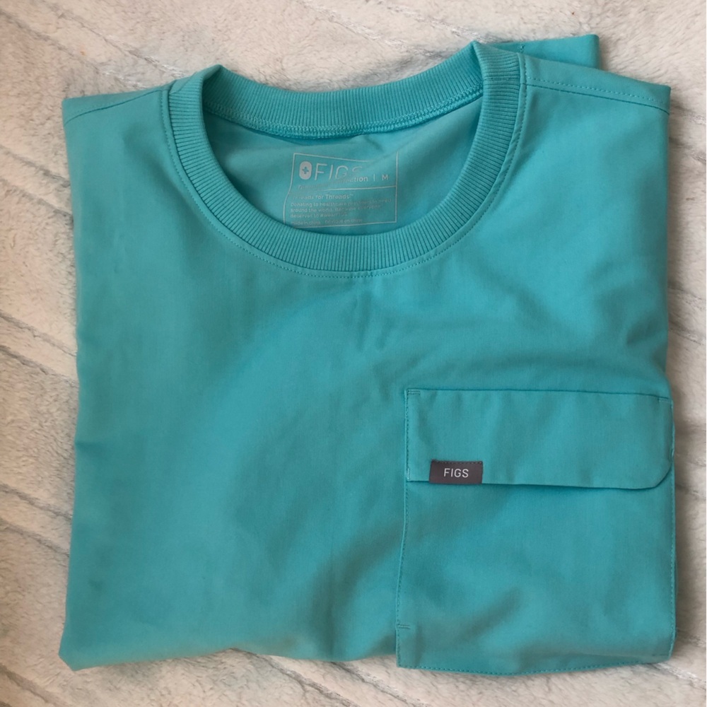 Figs Teal Short Sleeve Tee